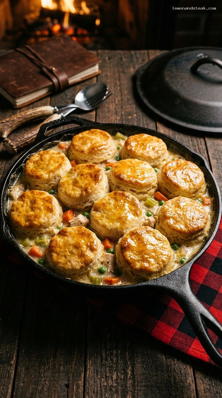 Buttermilk Biscuit Chicken Pot Pie Skillet