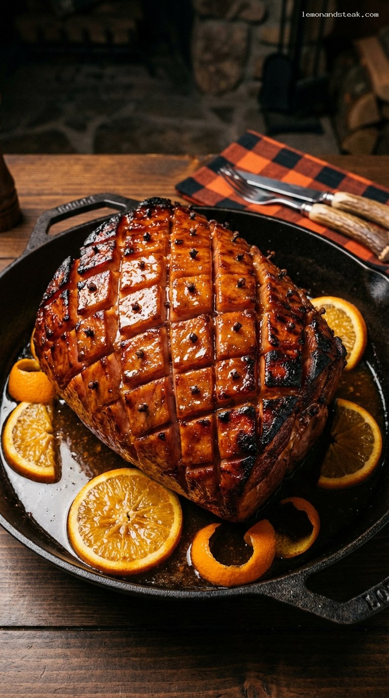 Campfire Brown Sugar Glazed Ham with Orange and Cloves