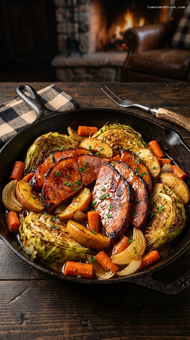 Caramelized Applewood Ham and Cabbage Hearth Roast