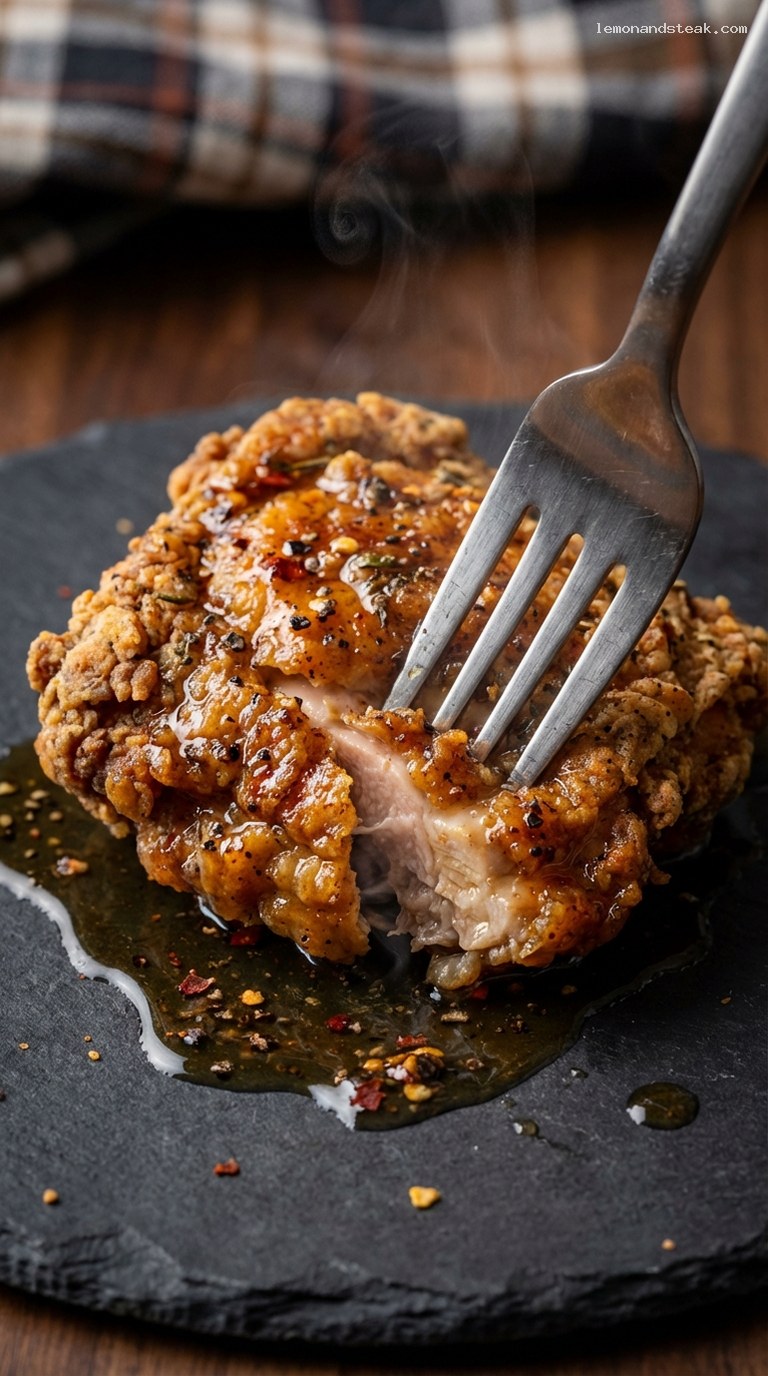 Cast-Iron Maple Fried Chicken With Sweet Heat – Closeup