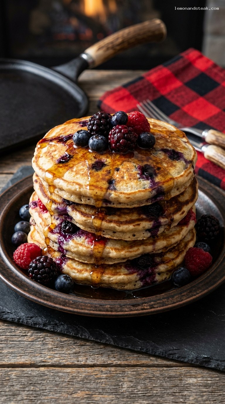 Cast-Iron Mountain Berry Flapjack Stack With Vanilla