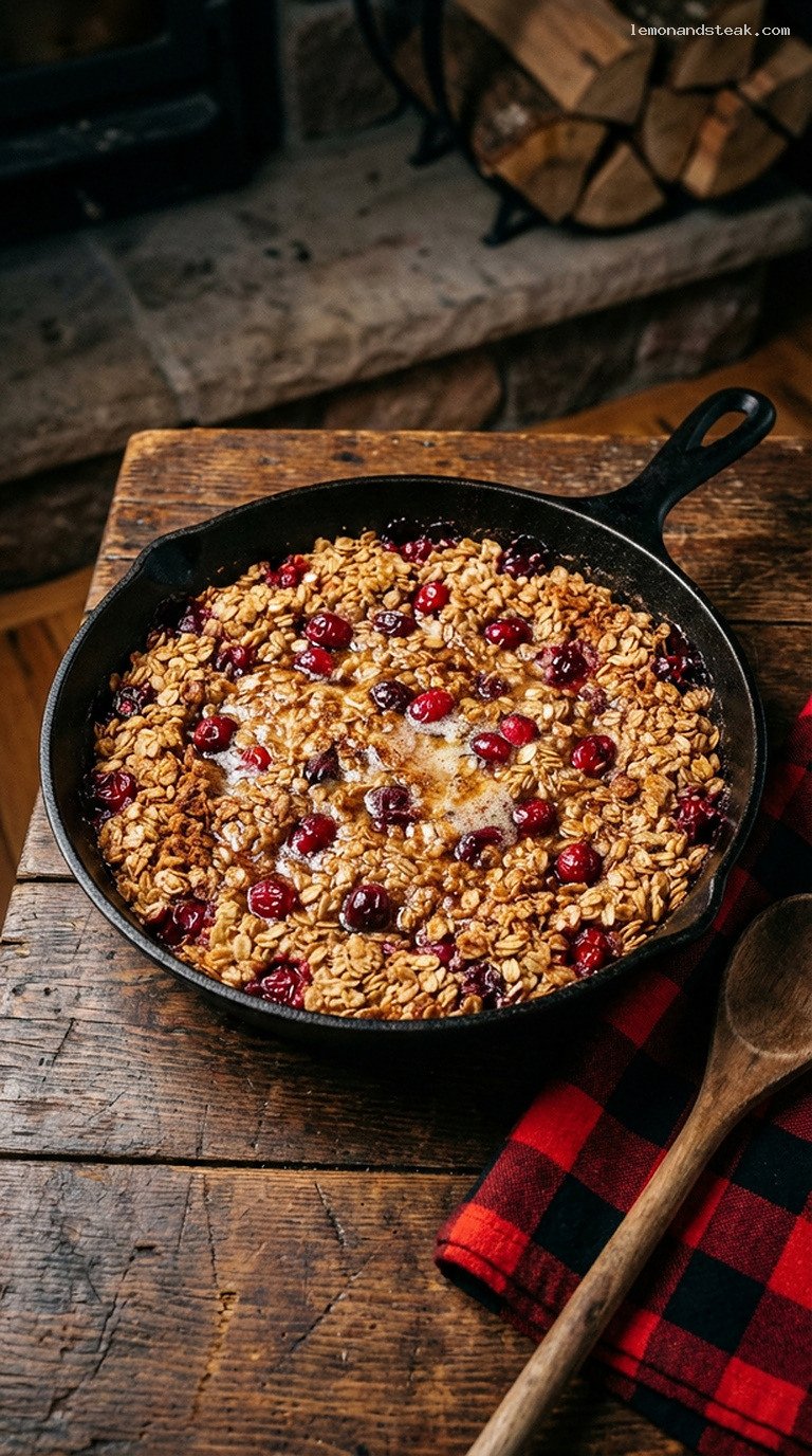 Cinnamon Maple Cranberry Baked Oatmeal Skillet