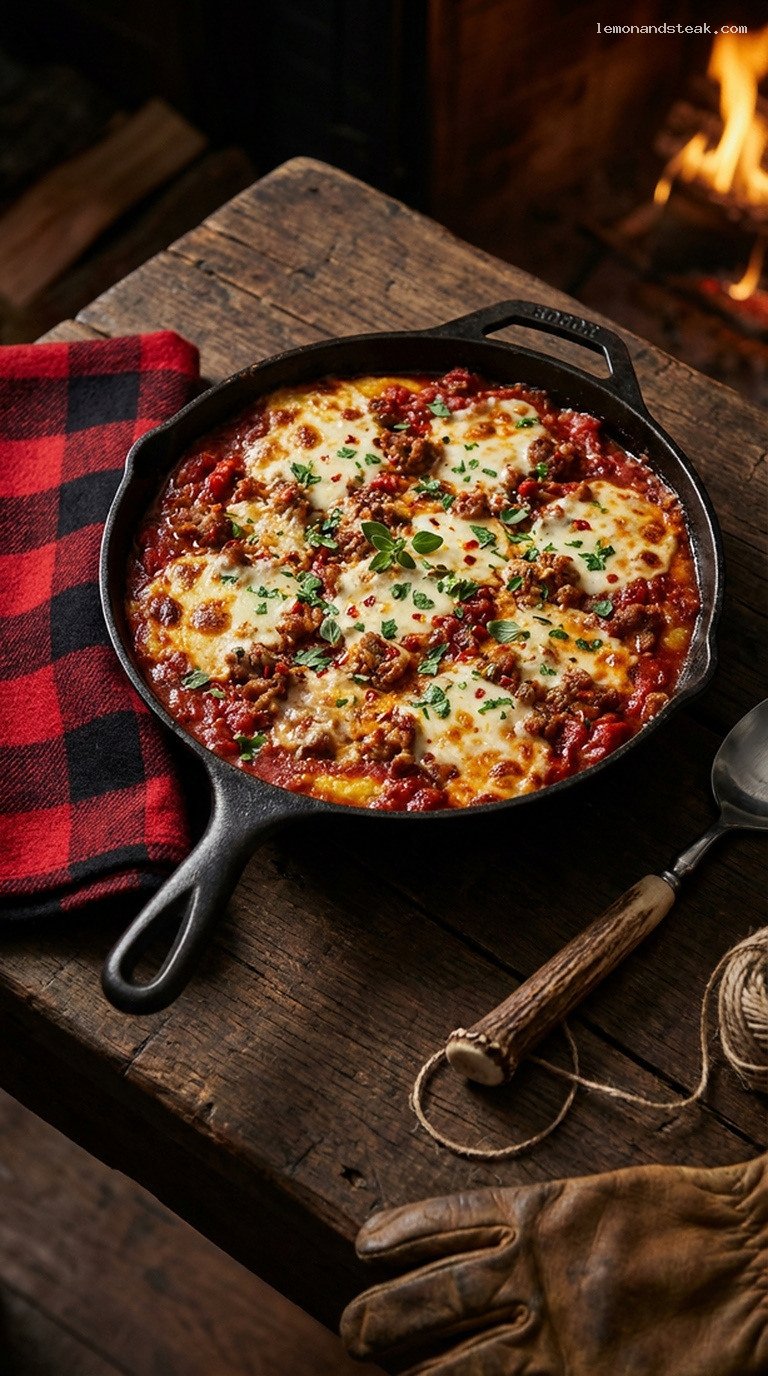 Cozy Baked Polenta with Sausage and Tomato Ragu
