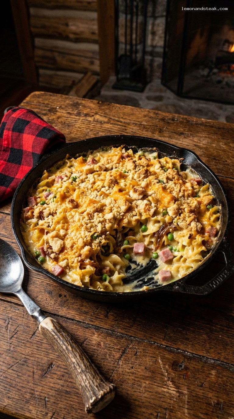 Cozy Cheddar and Ham Noodle Cabin Casserole