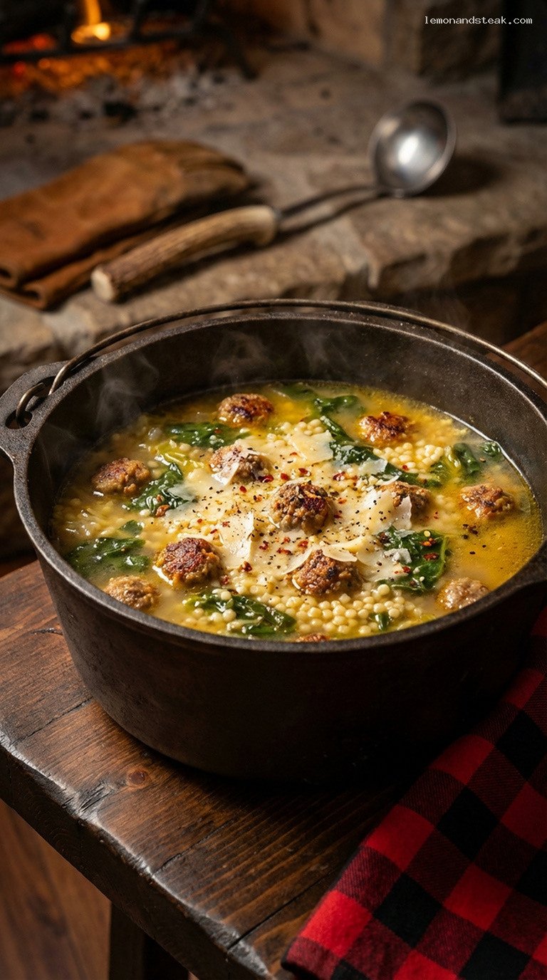 Cozy Italian Wedding Soup with Meatballs and Greens