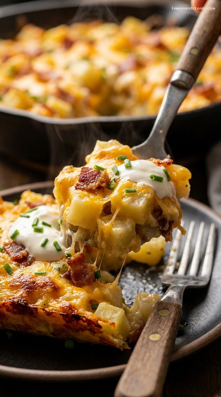 Cozy Loaded Baked Potato Casserole for a Crowd – Closeup