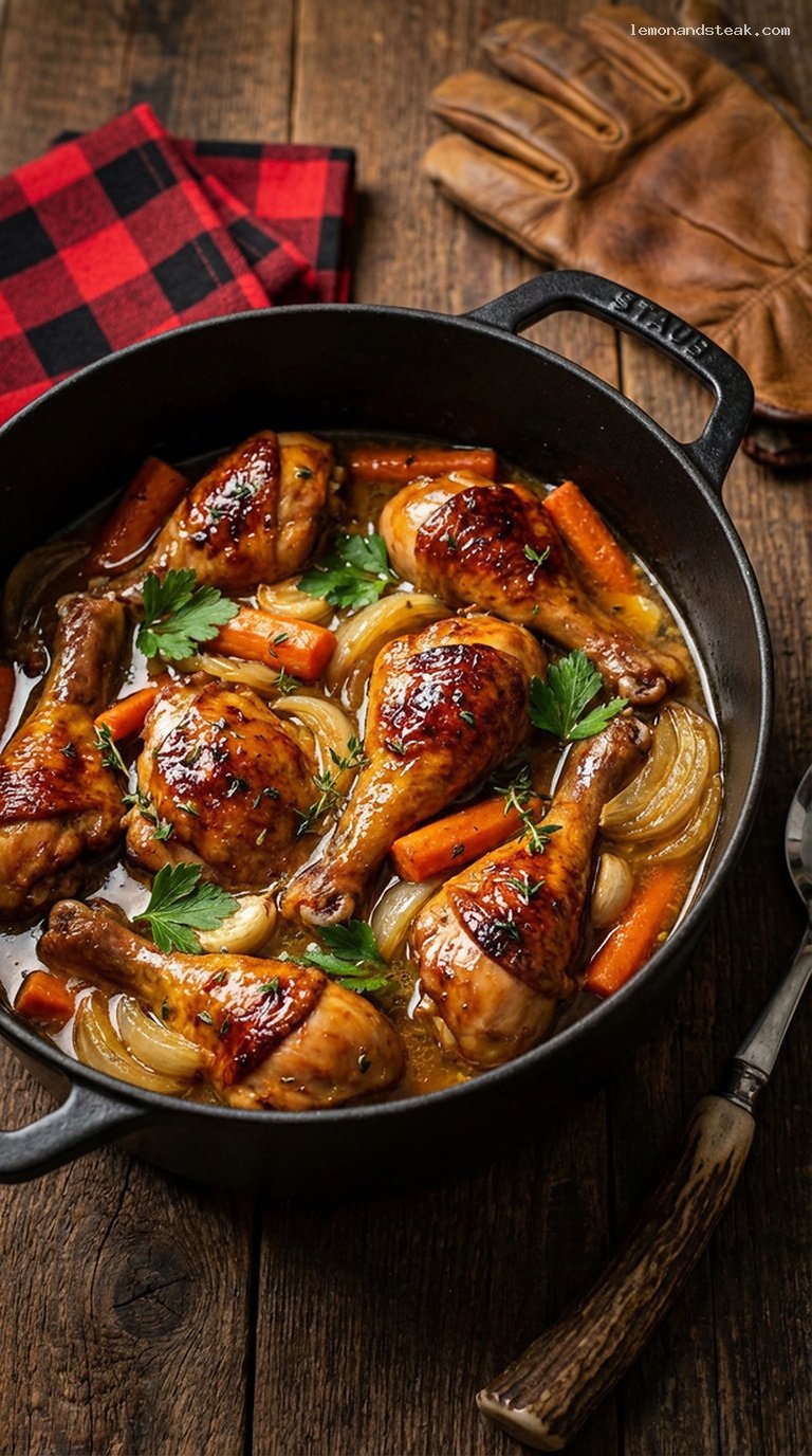 Cozy Maple-Braised Chicken Drumsticks with Carrots and Garlic