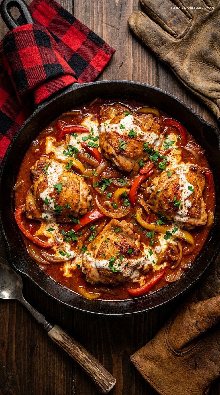Cozy Paprika Braised Chicken Skillet with Peppers