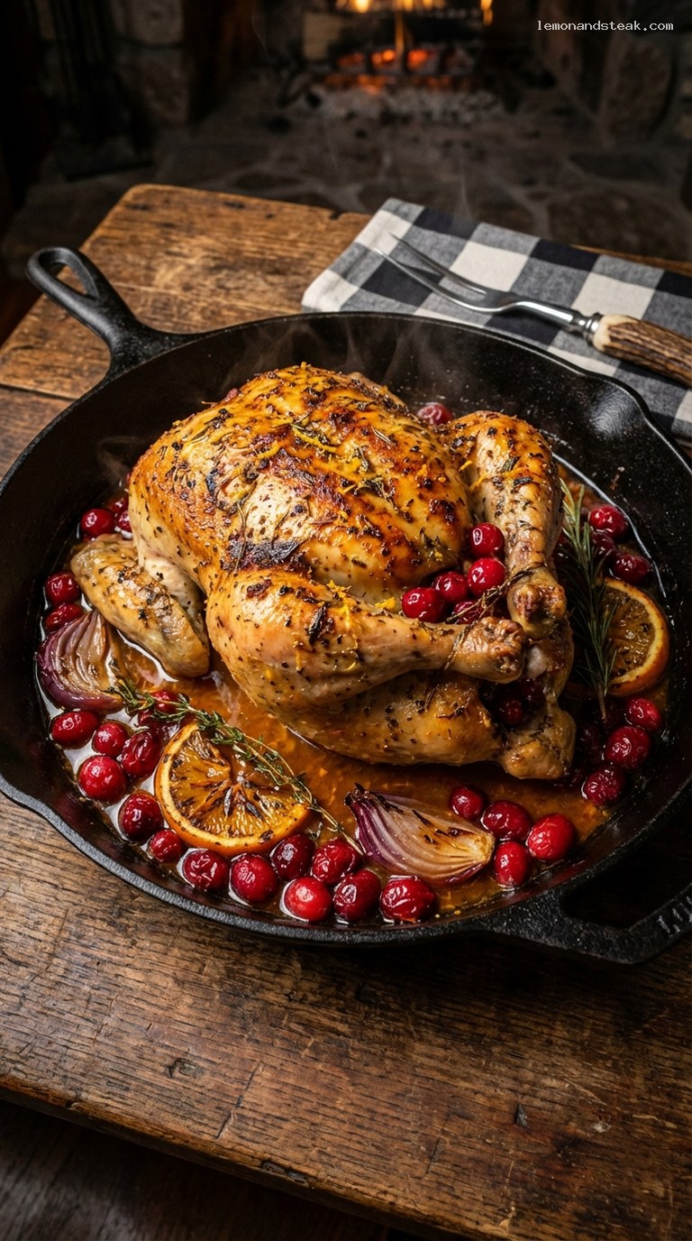 Cranberry Orange Hearth-Roasted Chicken with Rustic Herbs