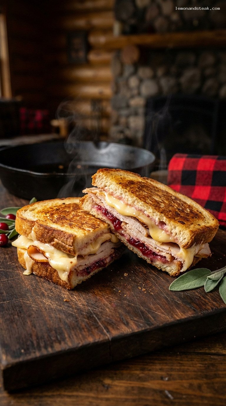 Cranberry Sage Skillet Turkey Melt Sandwiches