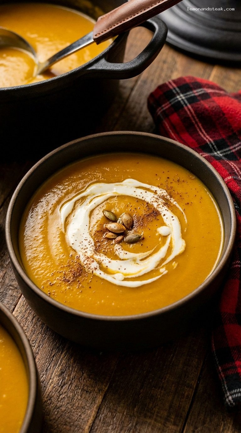 Creamy Butternut Squash and Apple Bisque with Spices
