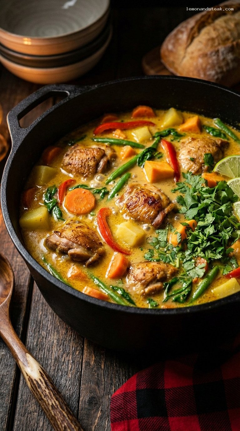 Creamy Coconut Curry Chicken Stew with Vegetables