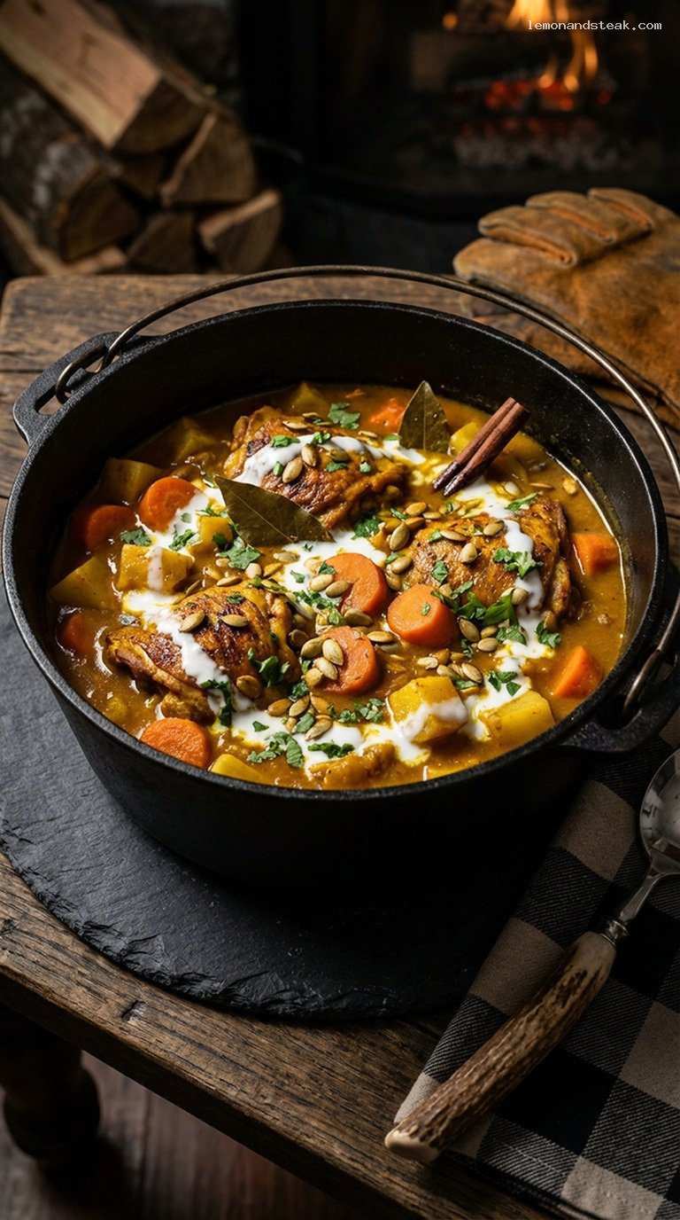 Creamy Pumpkin Chicken Curry Stew with Coconut Milk
