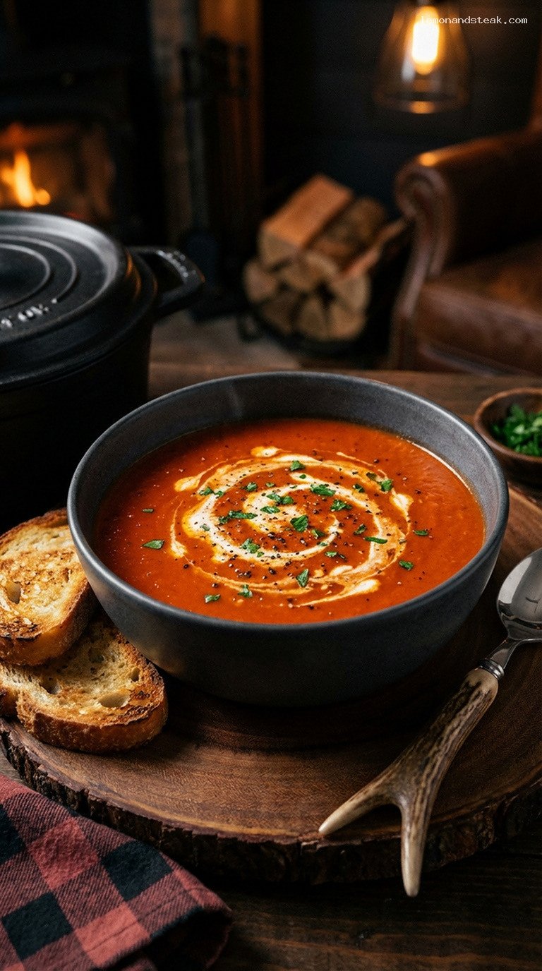 Creamy Roasted Red Pepper and Tomato Bisque