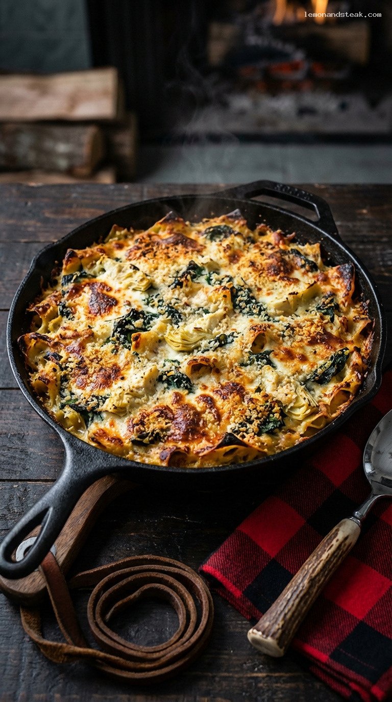 Creamy Spinach and Artichoke Baked Pasta