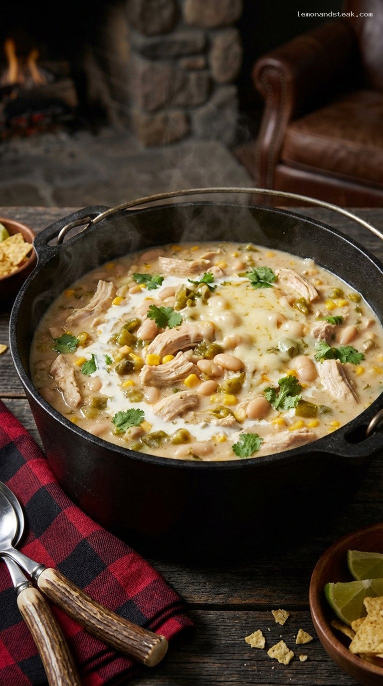 Creamy White Chicken Chili With Beans and Green Chiles