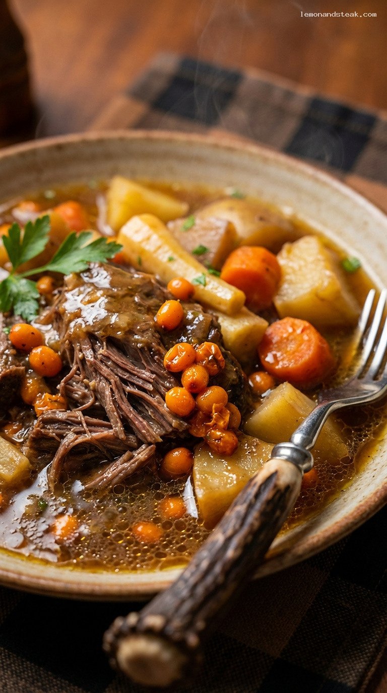 Forest-Inspired Beef and Buckthorn Stew – Closeup