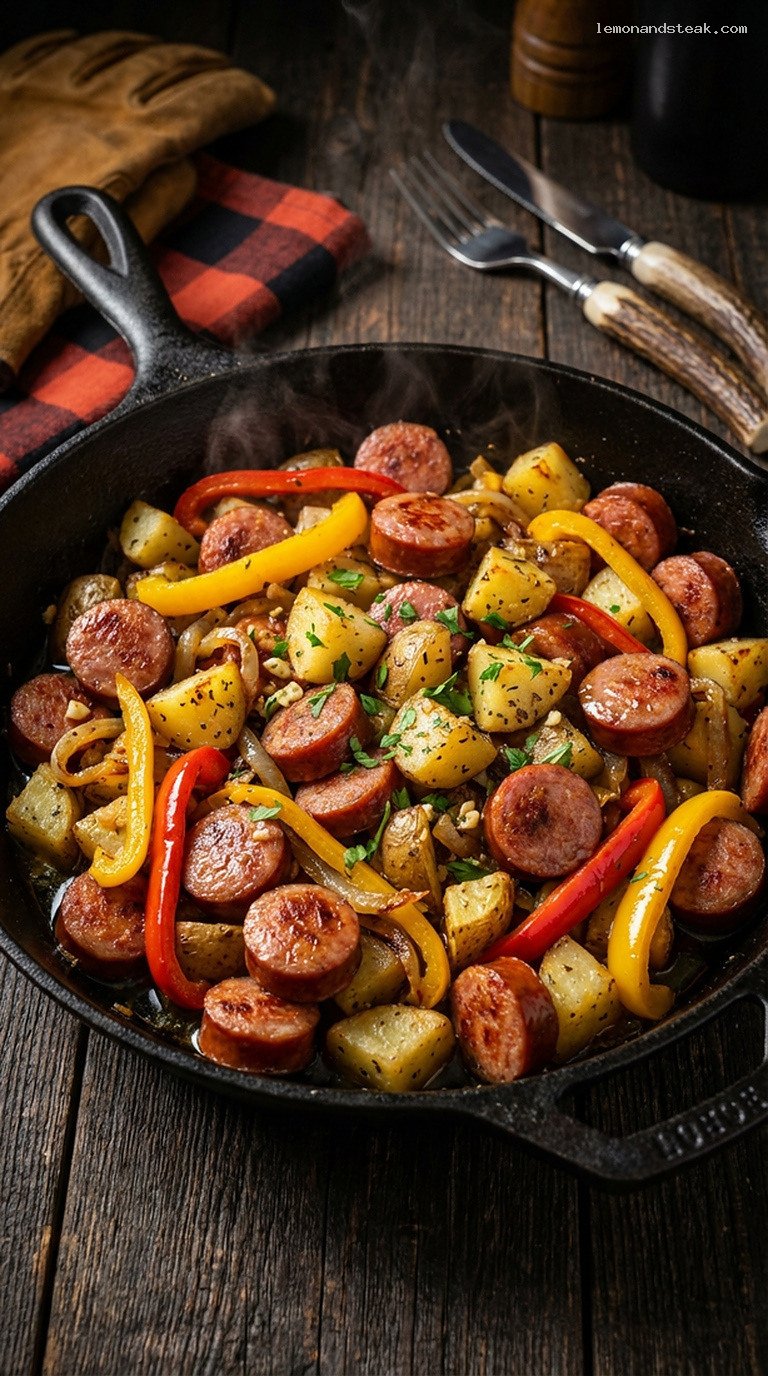 Garlic Herb Sausage, Potato and Pepper Skillet