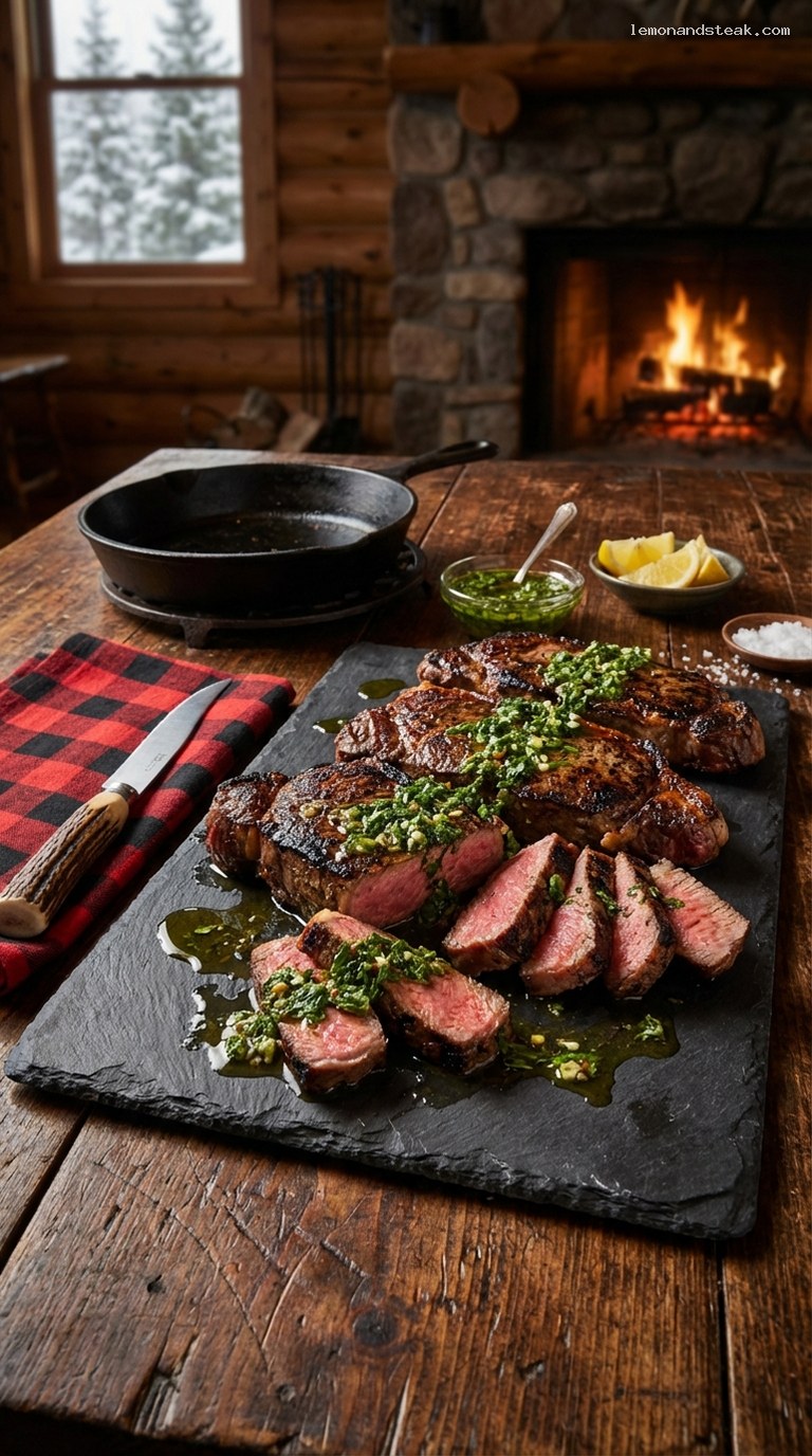 Grilled New York Strip Steak with Chimichurri Sauce