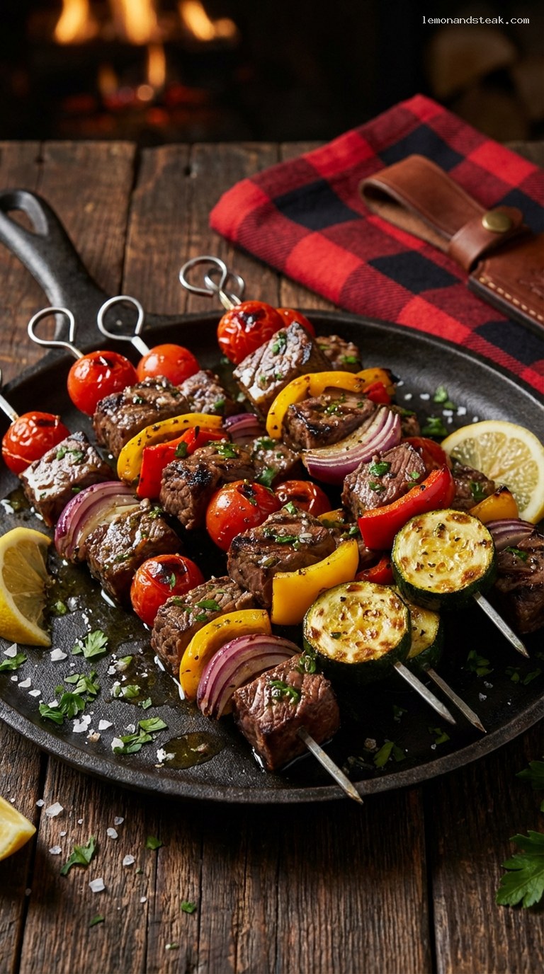 Grilled Steak Kebabs With Mediterranean Vegetables