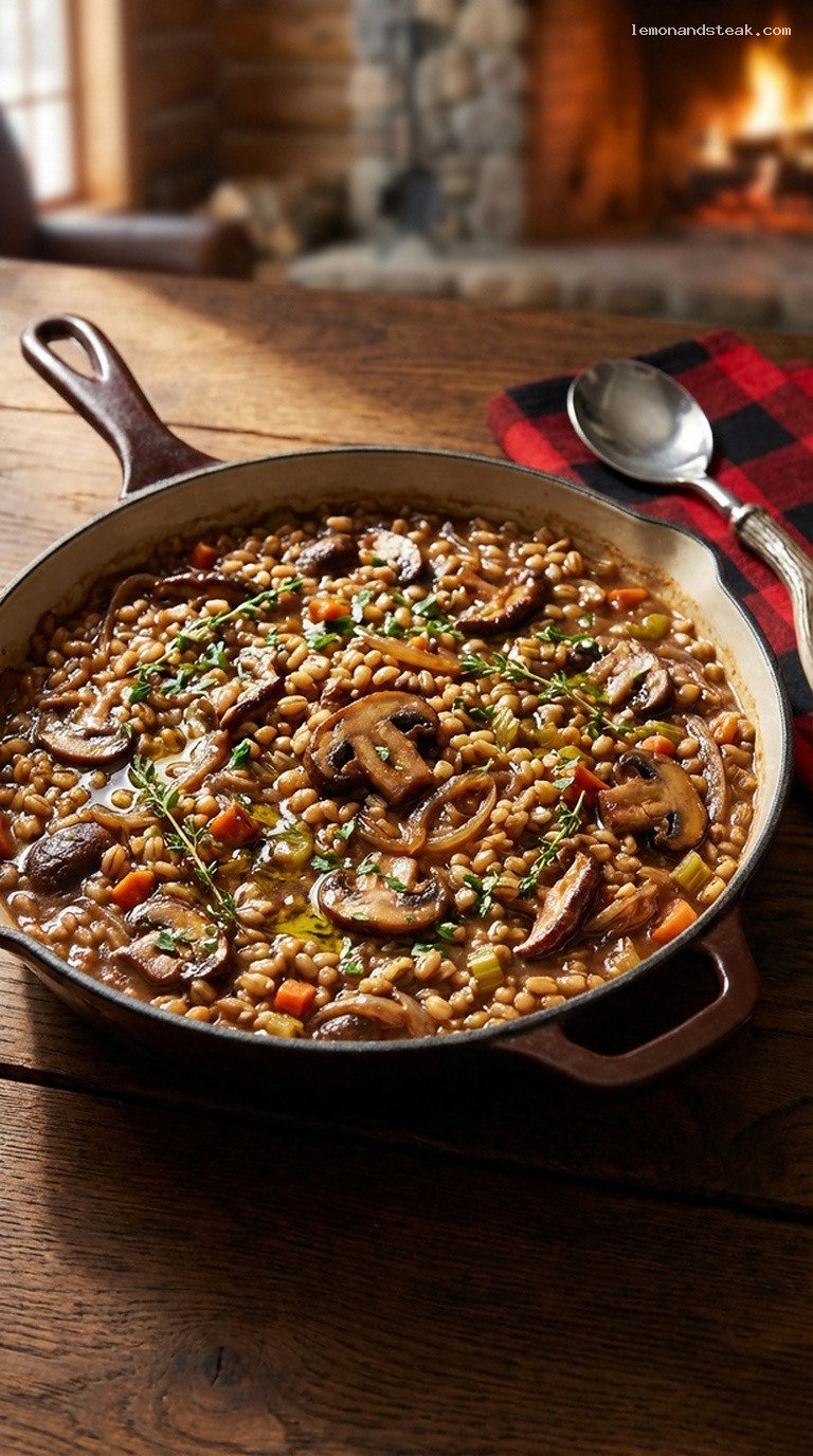 Hearty Barley and Mushroom Ragout with Caramelized Onions