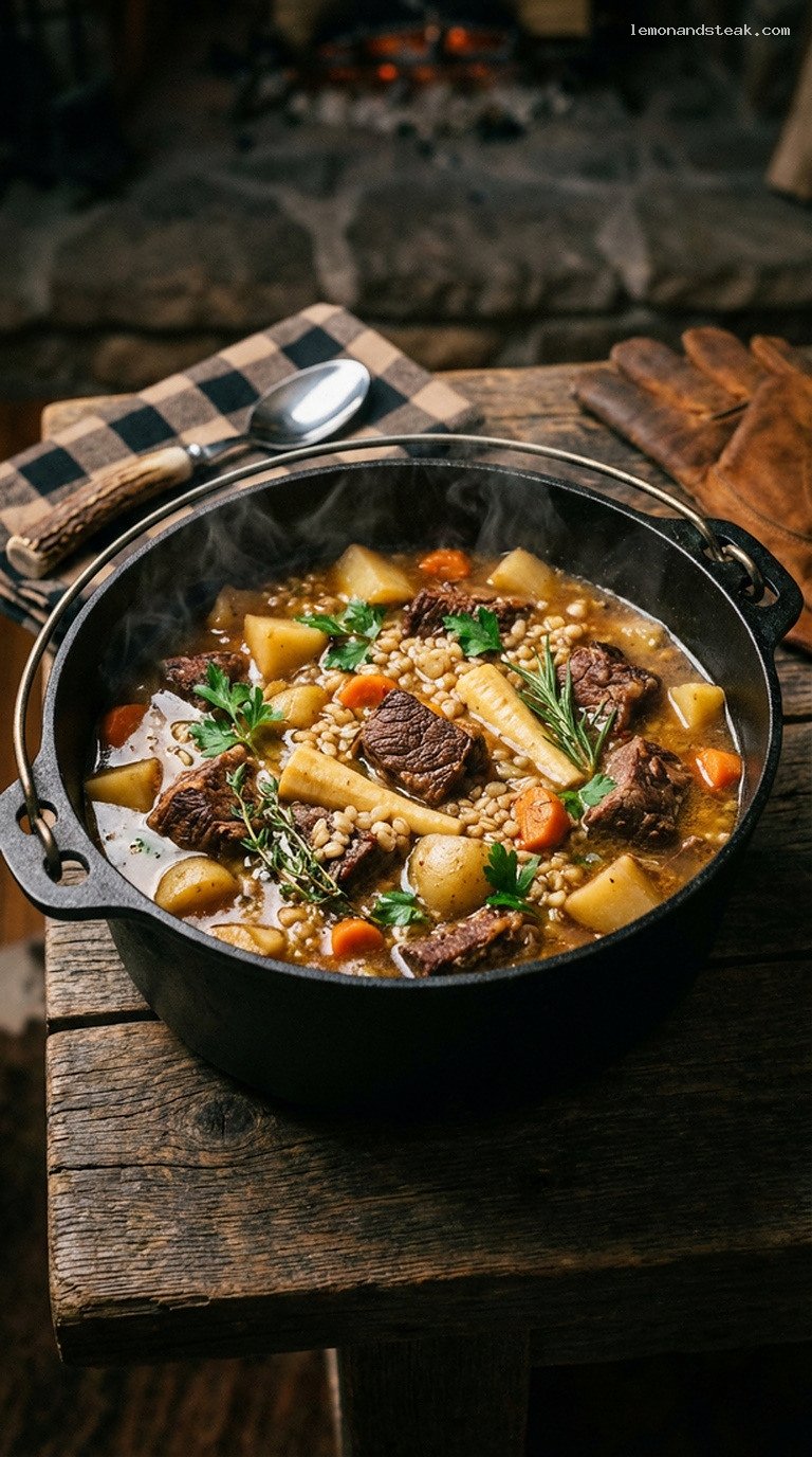 Hearty Beef and Barley Stew with Root Vegetables