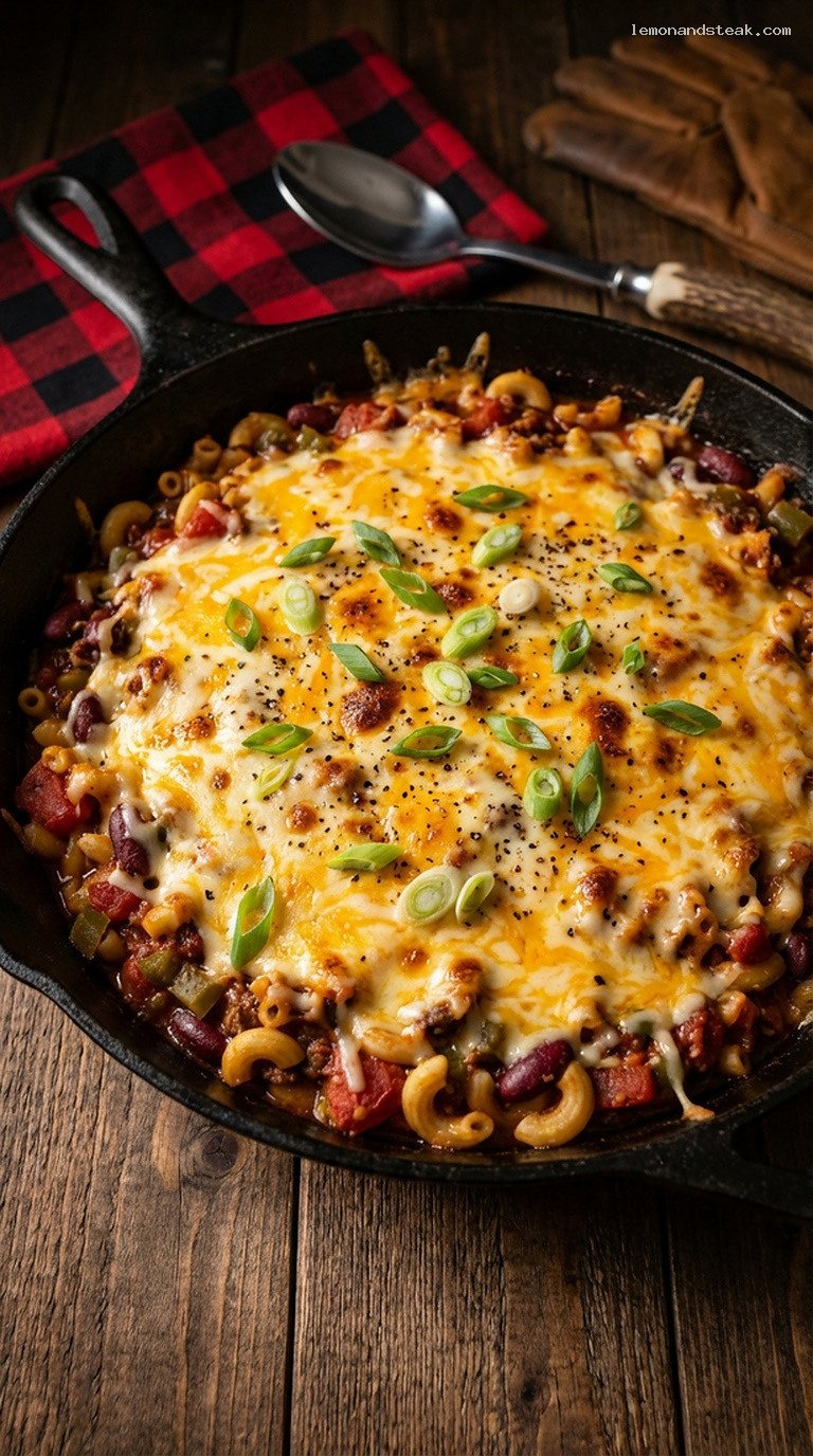Hearty Chili Mac Casserole with Melted Cheese