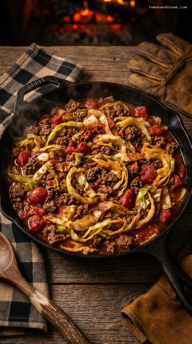 Hearty Skillet Beef and Cabbage with Tomatoes