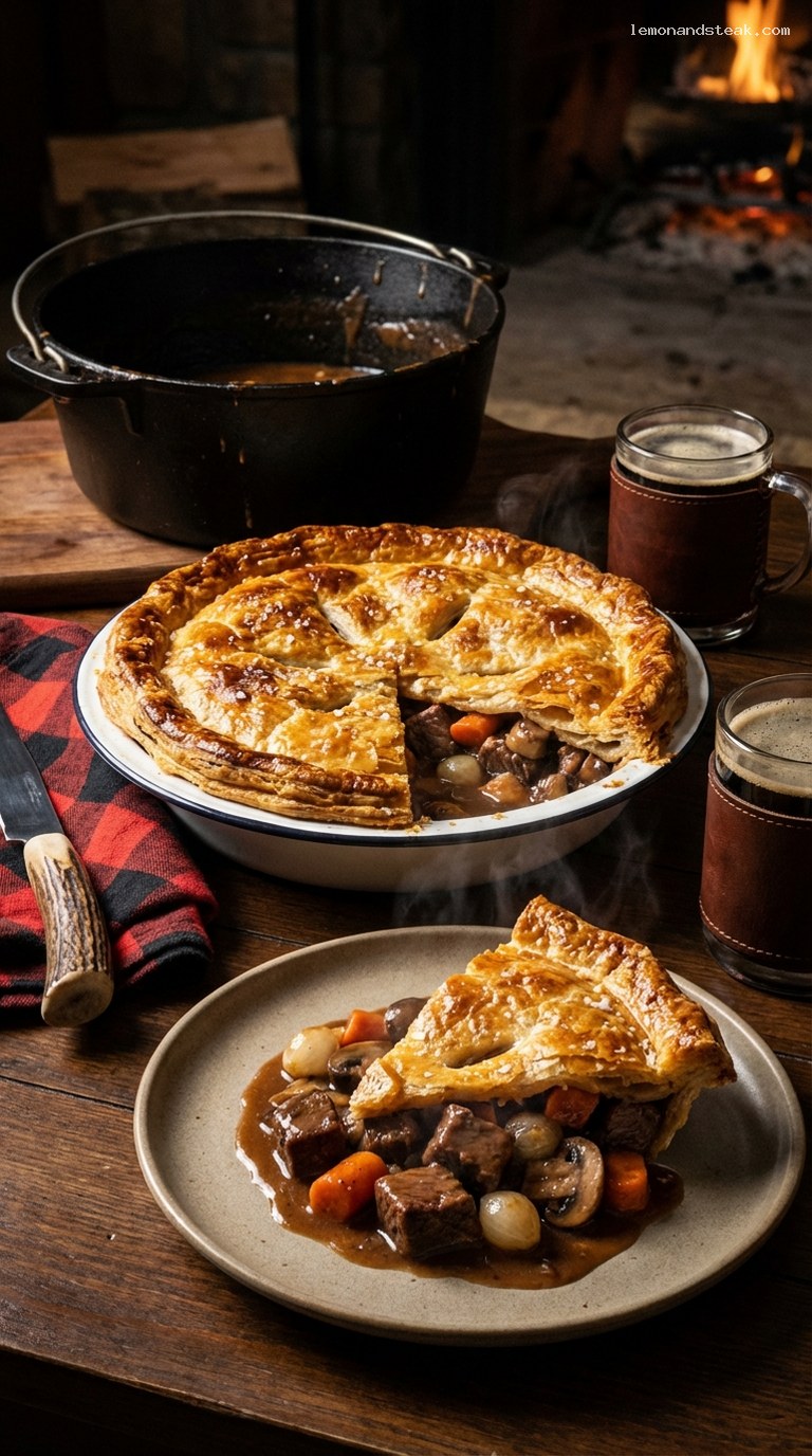 Hearty Steak and Mushroom Puff Pastry Pie