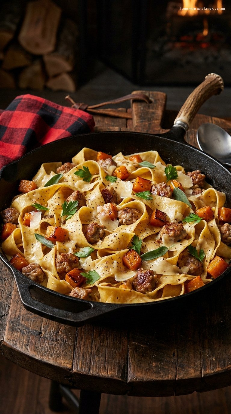 Homestead Sausage–Pumpkin Cabin Pasta Toss