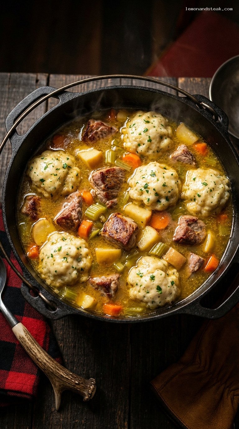 Log Cabin Pork and Apple Dumpling Stew
