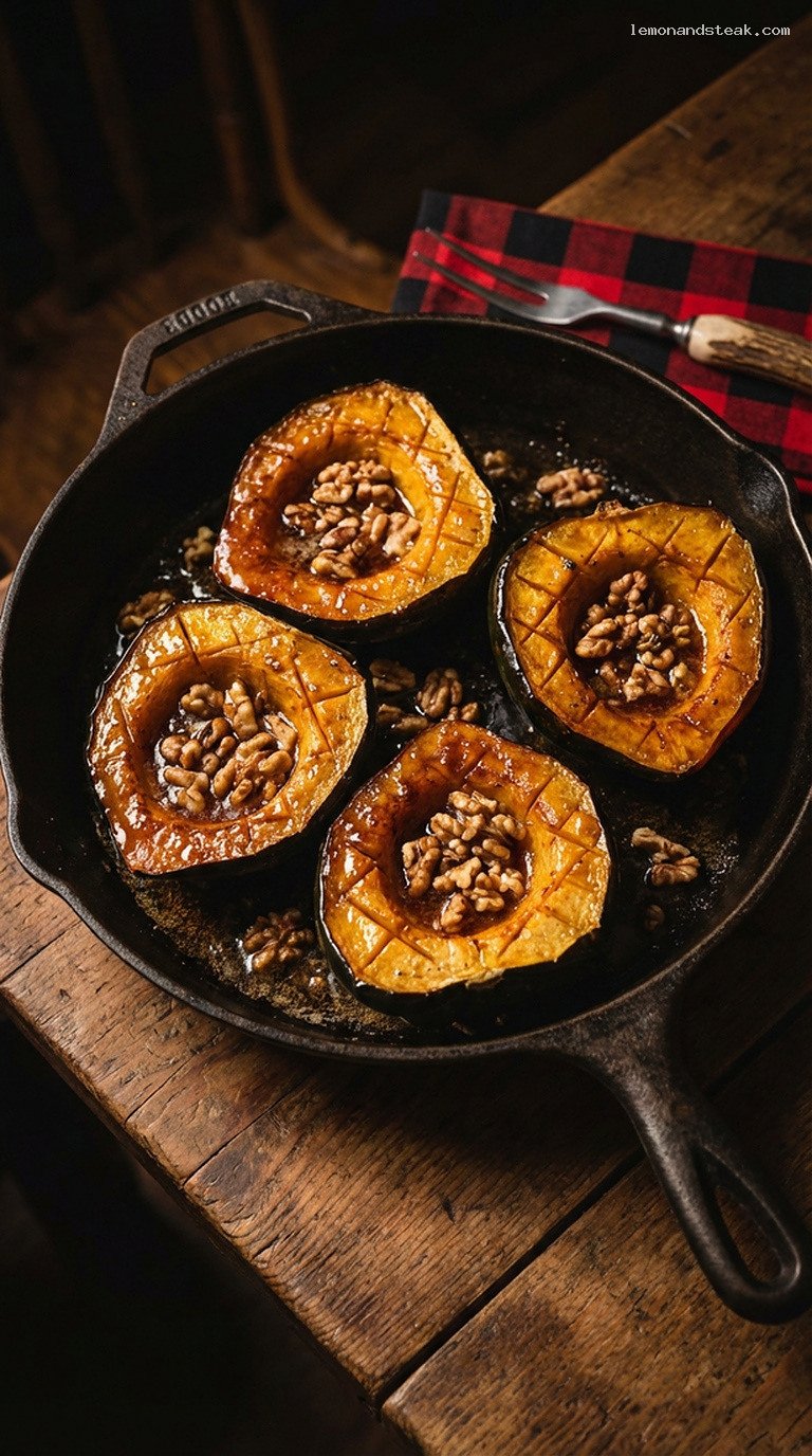 Maple Butter Roasted Acorn Squash with Toasted Walnuts