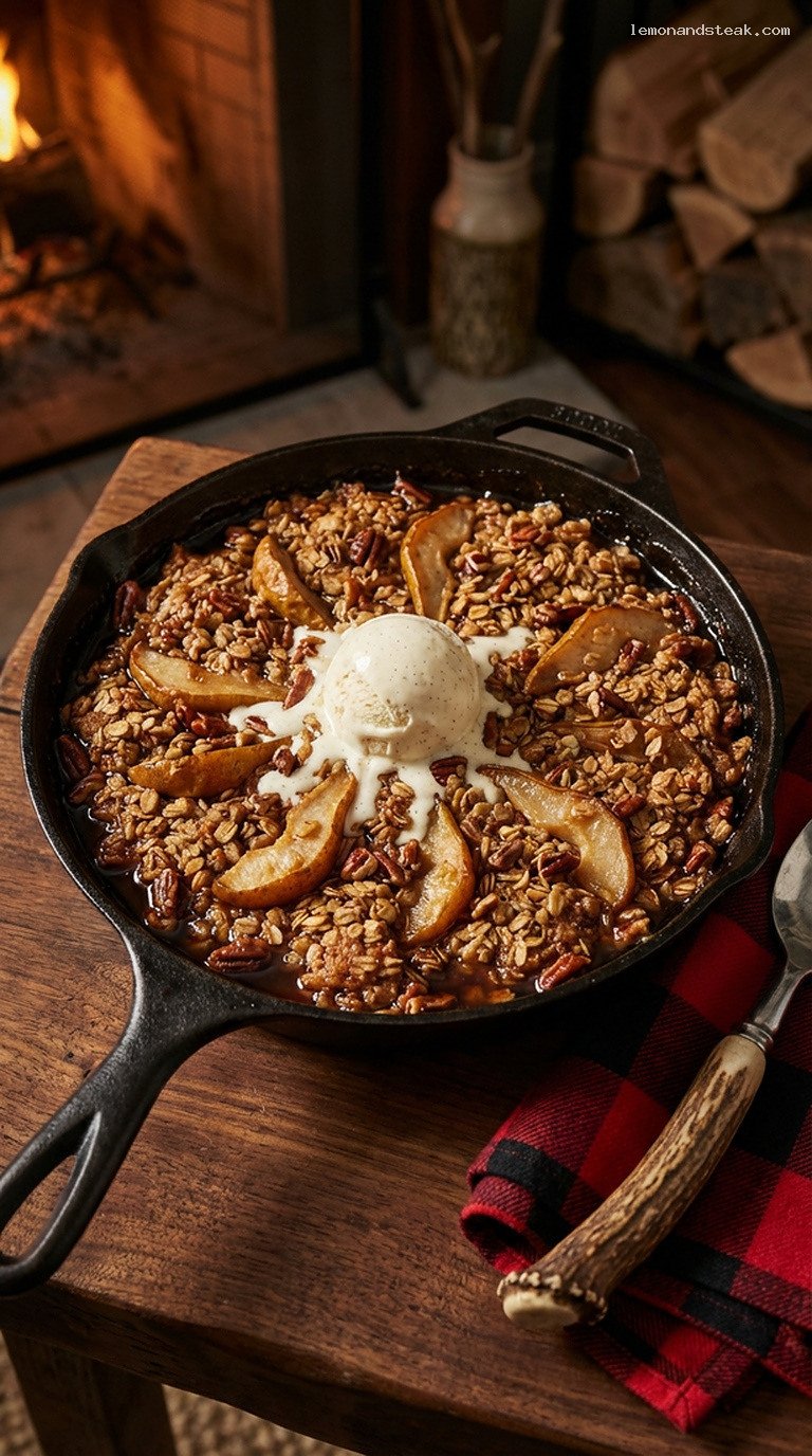 Maple Pear Cast-Iron Crisp with Oat Topping