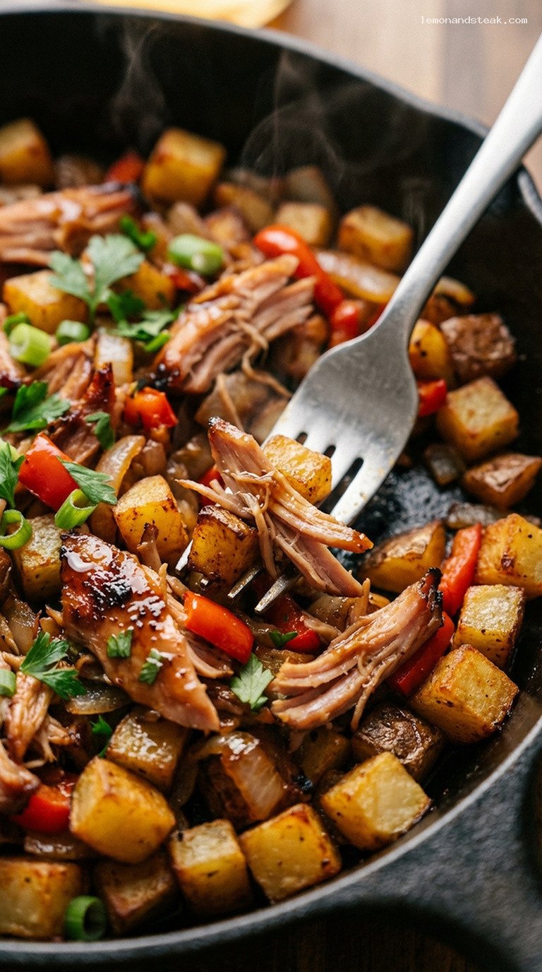 Maple-Smoked Turkey and Potato Hash Skillet – Closeup