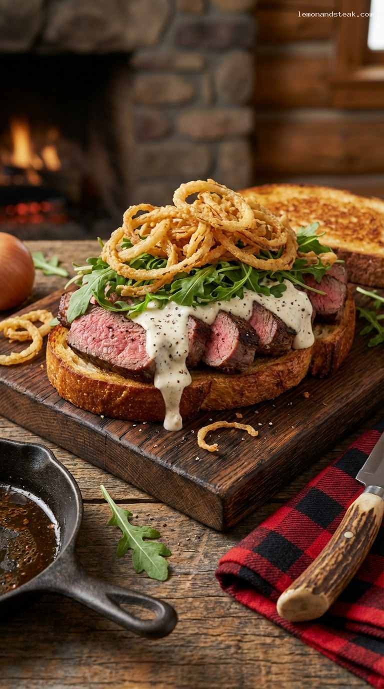 Open-Faced Steak Sandwich With Horseradish Cream and Arugula