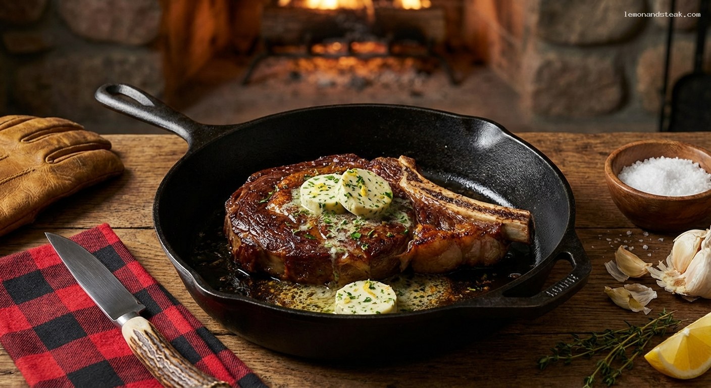 Pan-Seared Ribeye with Garlic Herb Butter