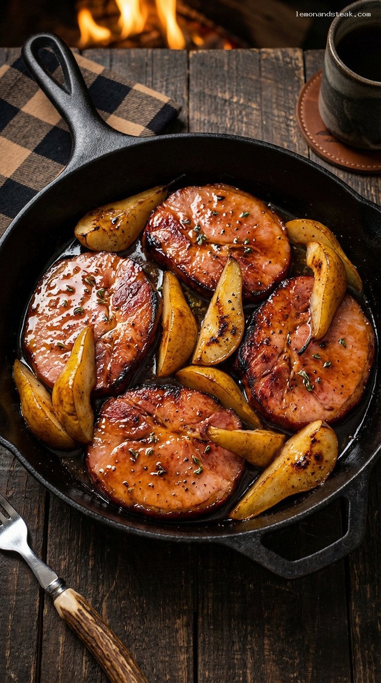 Pear and Maple Glazed Ham Steaks with Cabin Spices