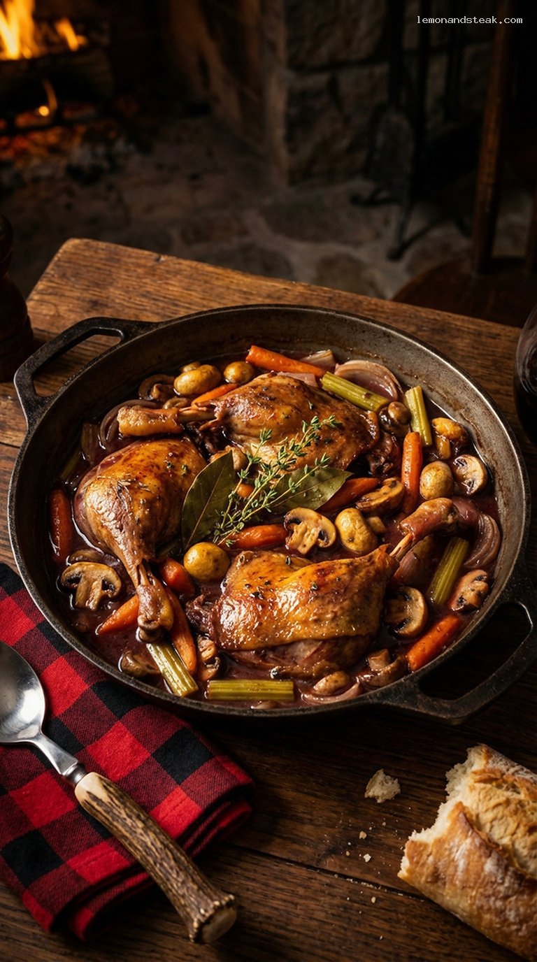 Rustic Braised Duck with Mushrooms and Thyme