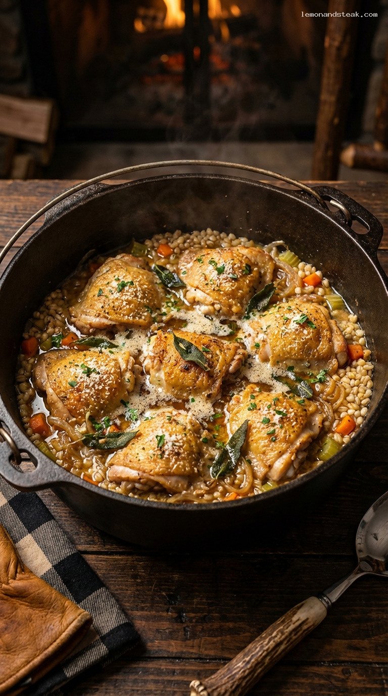 Rustic Brown Butter Sage Chicken and Barley Stew