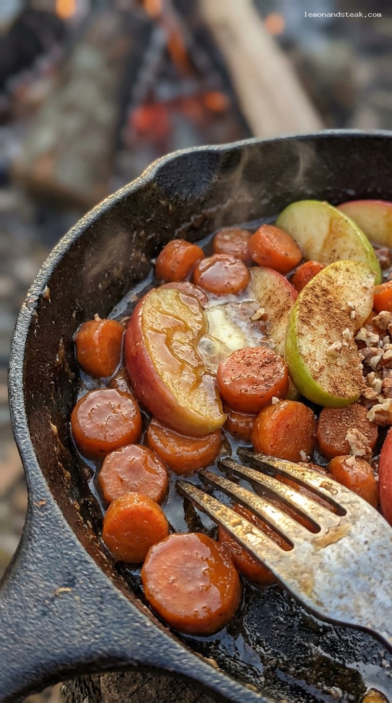 Rustic Brown Sugar Carrot and Apple Skillet – Closeup