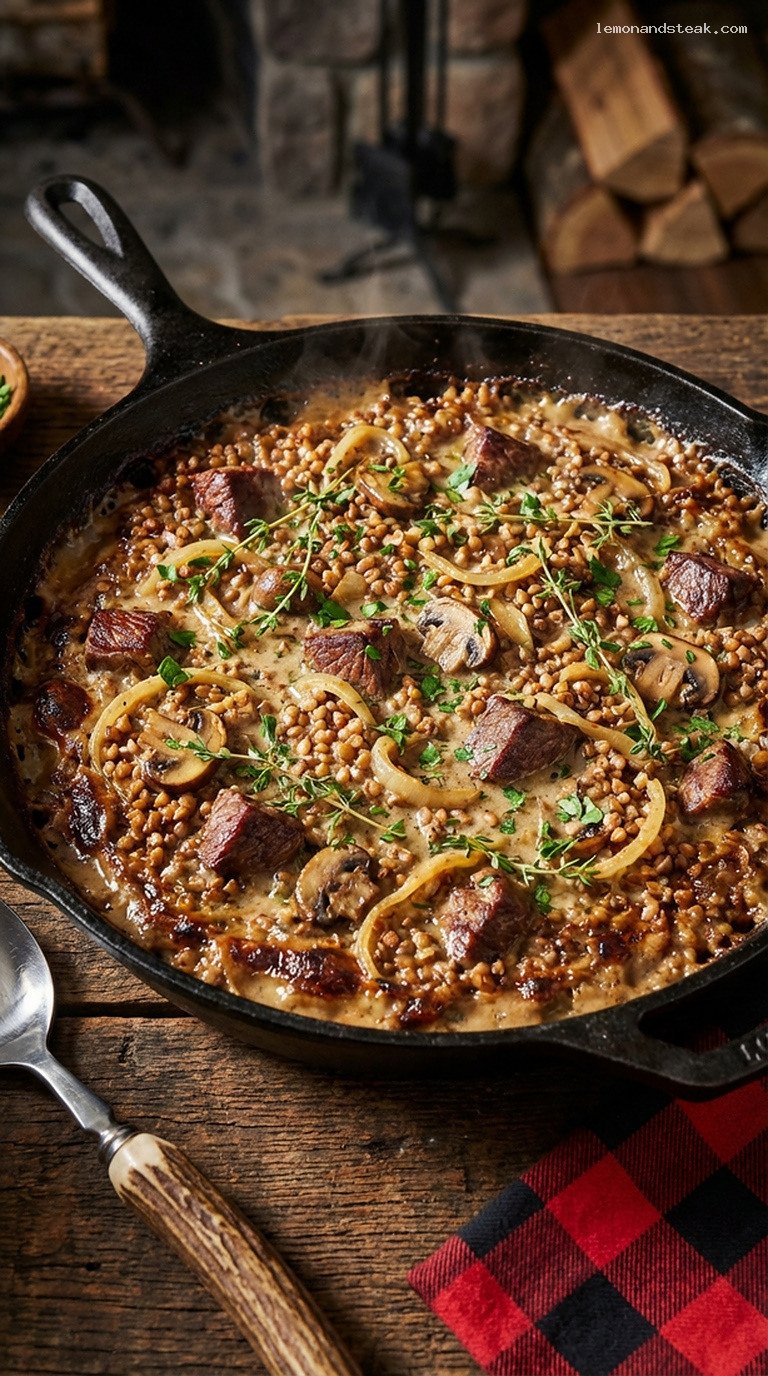 Rustic Cabin Beef and Buckwheat Casserole