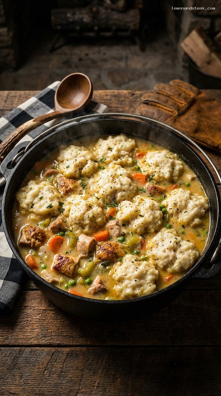 Rustic Chicken and Fluffy Dumpling Stew with Vegetables