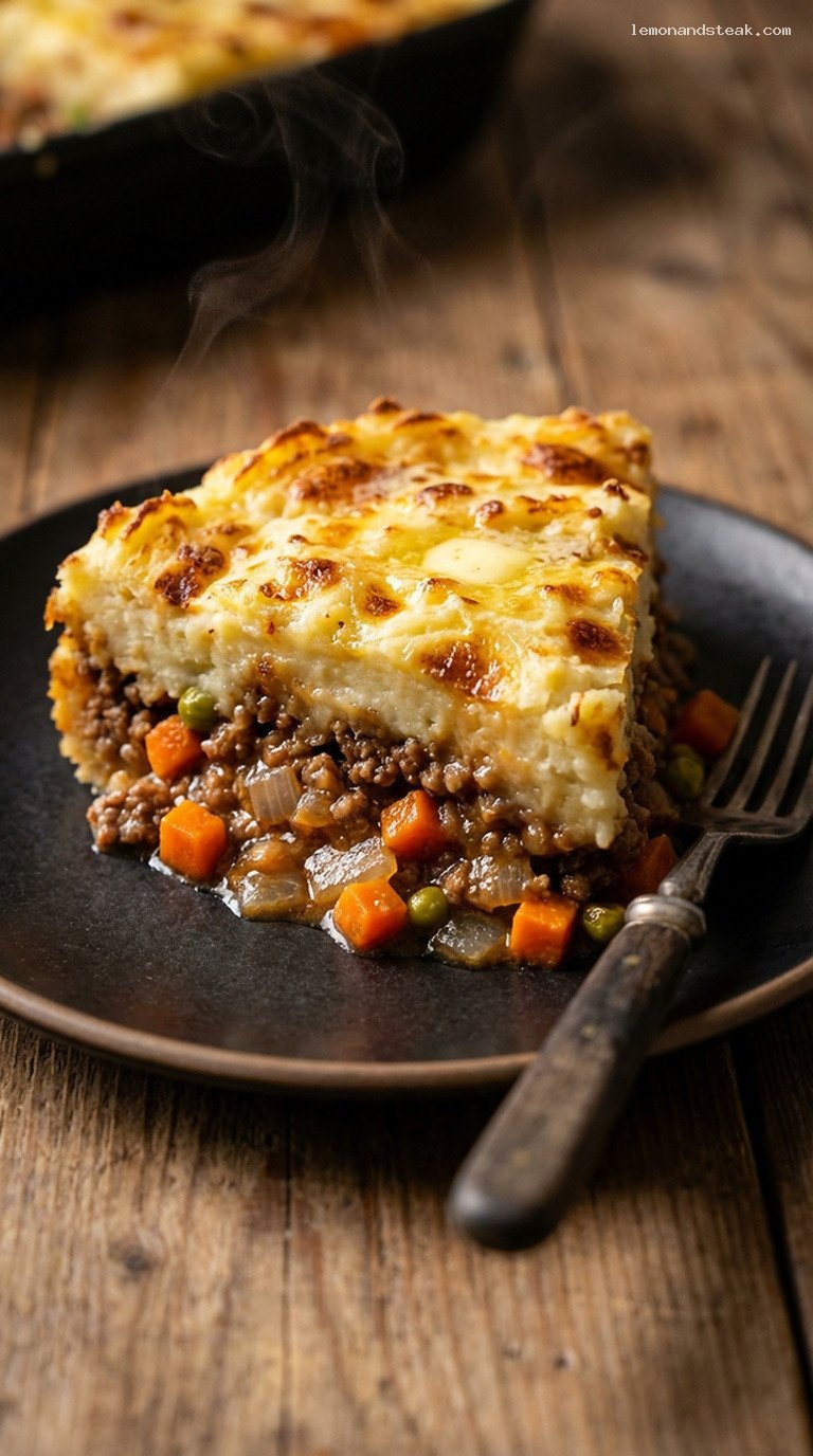 Rustic Shepherd’s Pie with Buttery Mashed Potatoes – Closeup