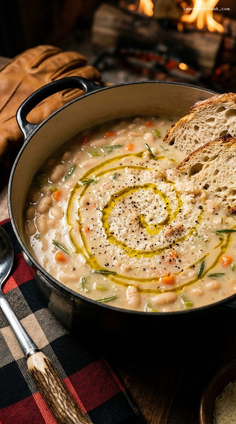 Rustic White Bean and Rosemary Soup With Garlic