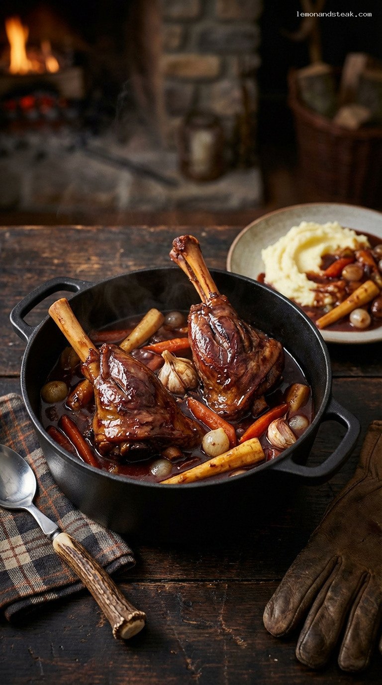 Slow-Braised Lamb Shanks with Red Wine and Winter Vegetables