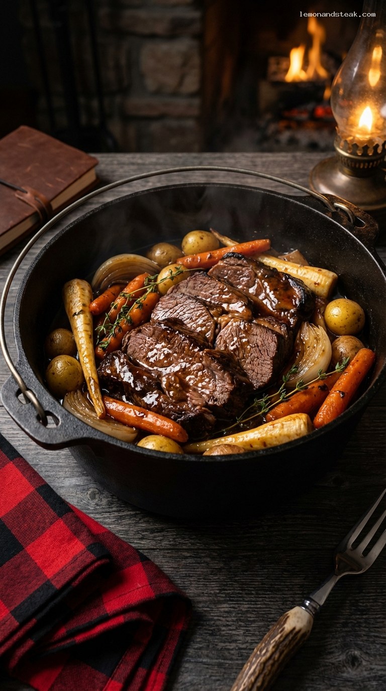 Slow-Braised Maple Cider Pot Roast With Root Vegetables