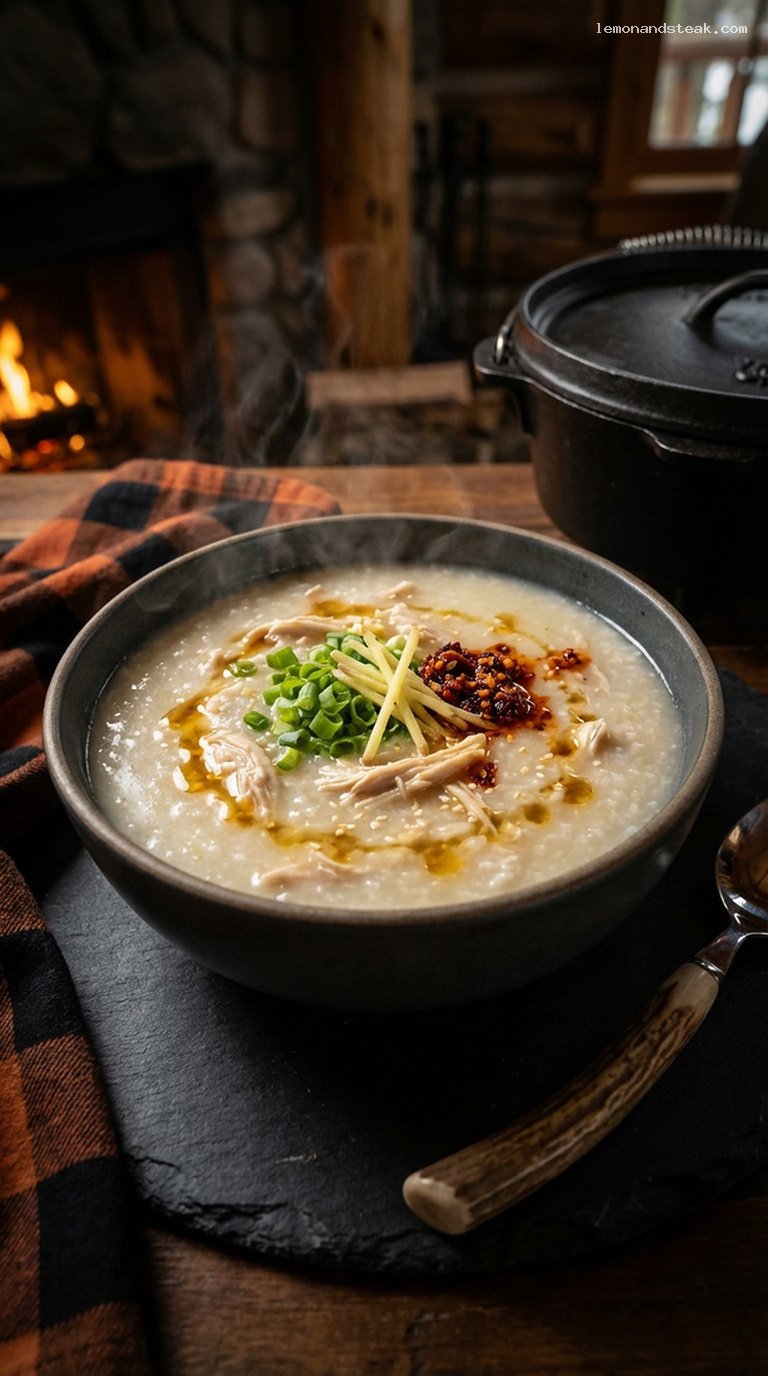 Slow Cooker Ginger Chicken Congee with Scallions