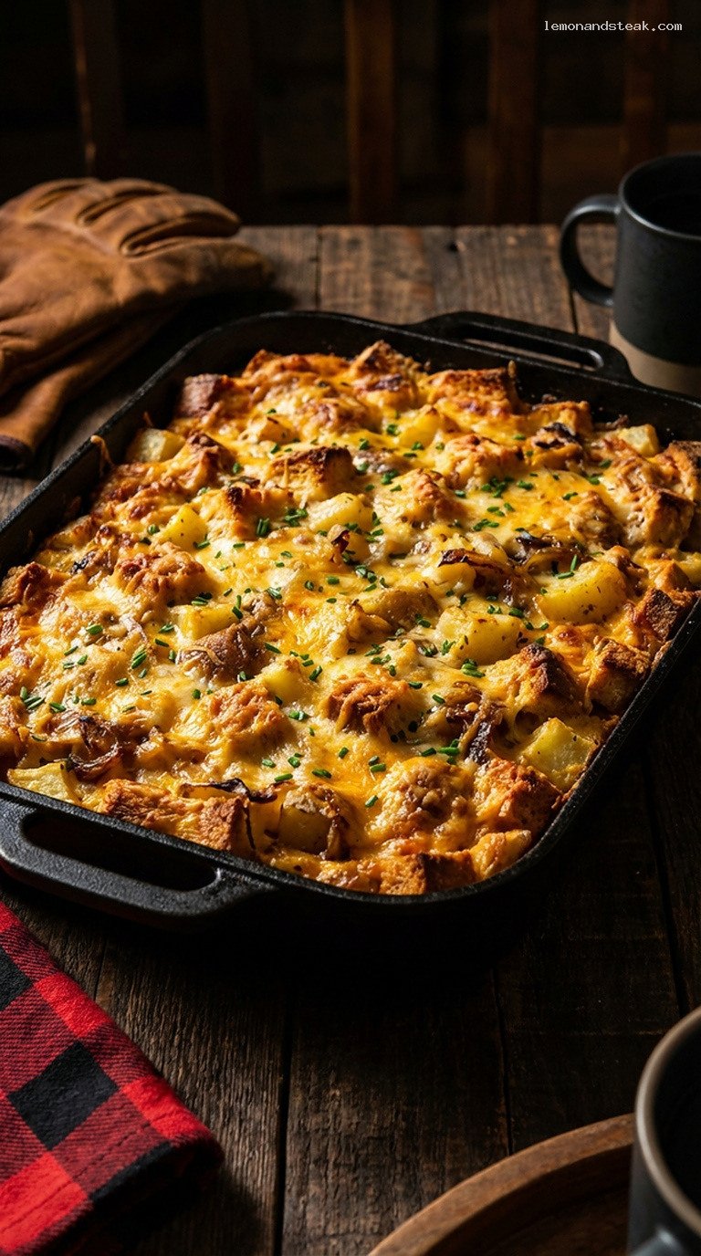 Smoked Cheddar and Potato Lumberjack Breakfast Strata