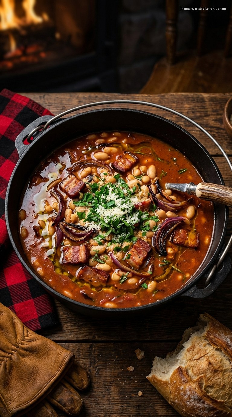 Smoky Bacon and White Bean Stew with Fire-Roasted Tomatoes