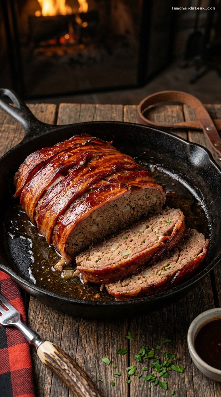 Smoky Bacon-Wrapped Meatloaf with Onions and Herbs